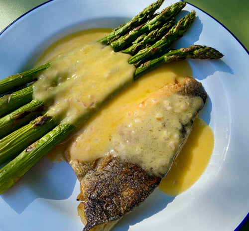Seabass and Asparagus with Beurre Blanc