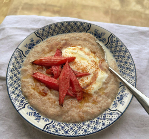 Buckwheat Miso Porridge and Roasted Rhubarb