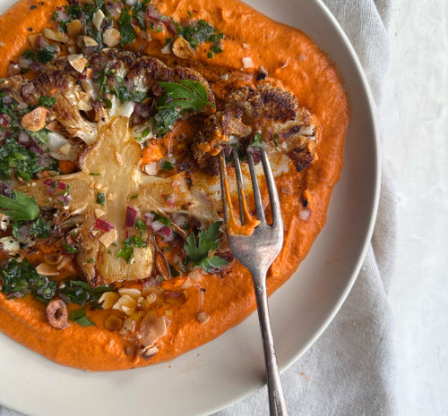 Cauliflower Steaks with Romesco Sauce
