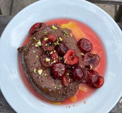 Chocolate Mousse with Cherries