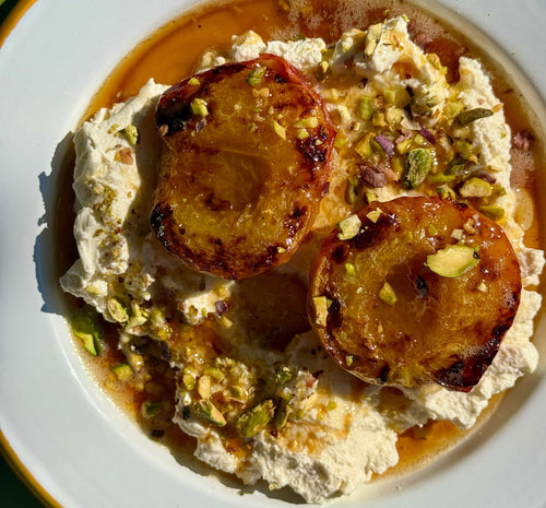 Grilled Peach with Whipped Mascarpone Cream