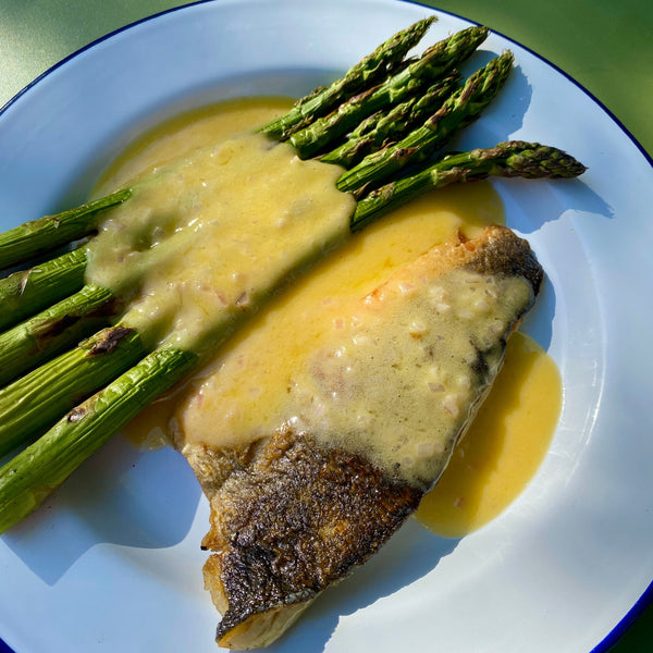 Seabass and Asparagus with Beurre Blanc