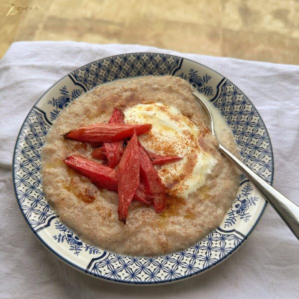 Buckwheat Miso Porridge and Roasted Rhubarb