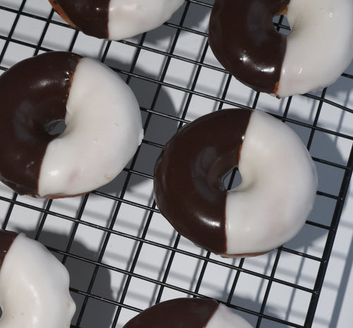 Brown Butter Black & White Baked Donuts