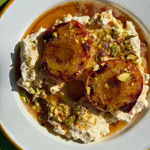 Grilled Peach with Whipped Mascarpone Cream