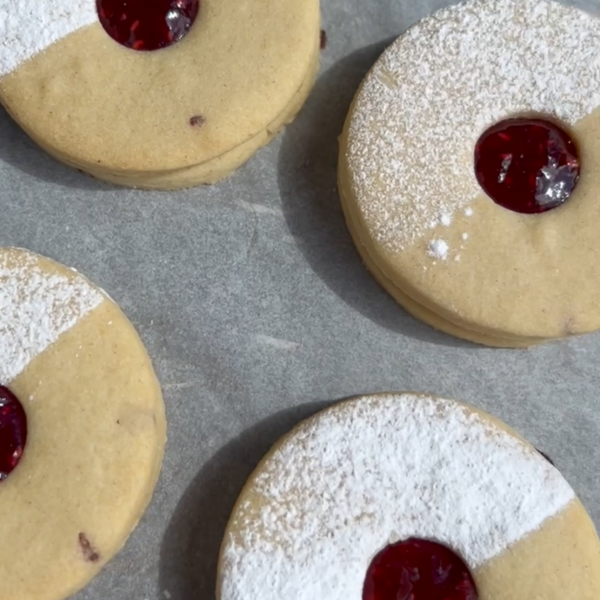 Raspberry Jammy Shortbread Biscuits