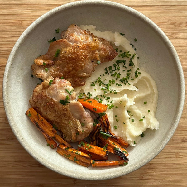 Crispy Chicken Thighs & Mash